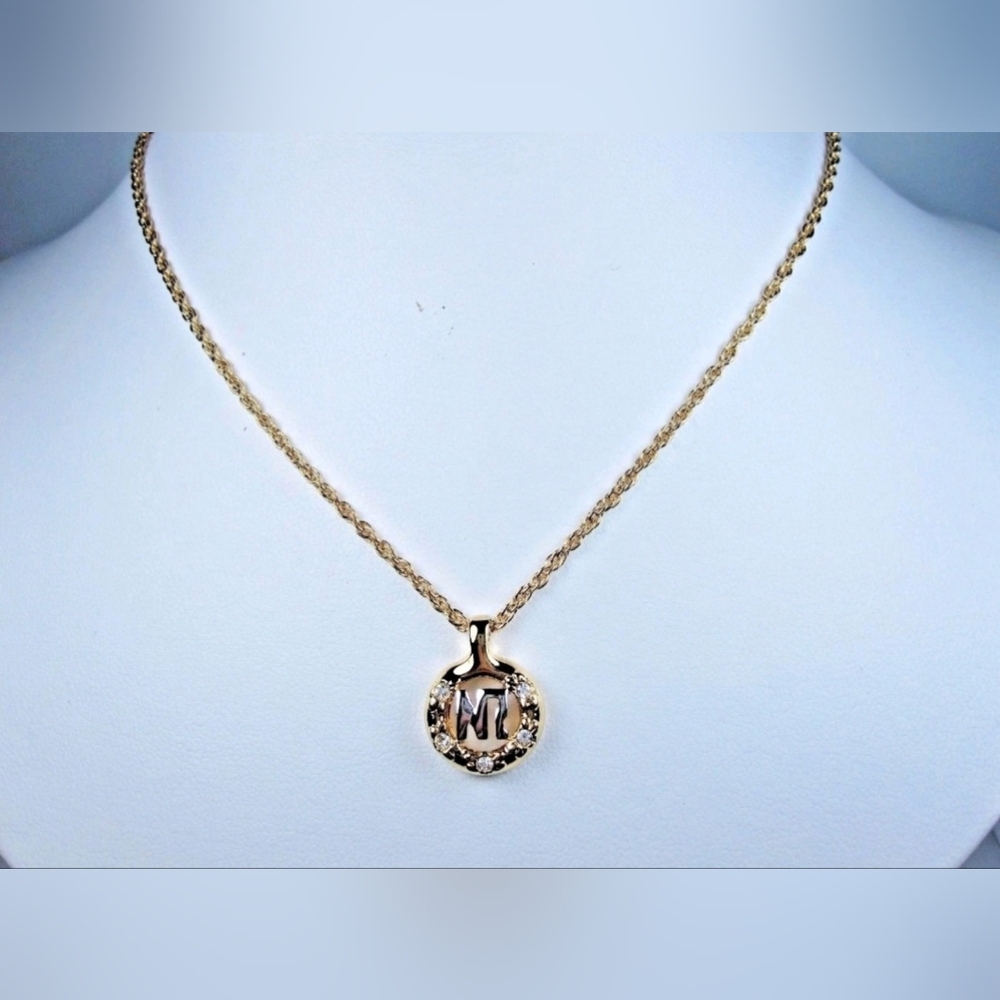 Nina Ricci Gold Necklace with Crystal Accents 16-18 Inches NWT